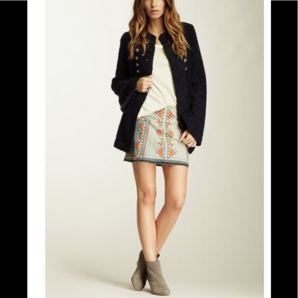 Free People Dresses & Skirts - NWOT Free People Aztec Embroidered Jean Mini Skirt